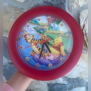 Vintage Winnie The Pooh Wall Clock Analog Nursery Decor Red Tigger Pooh Piglet